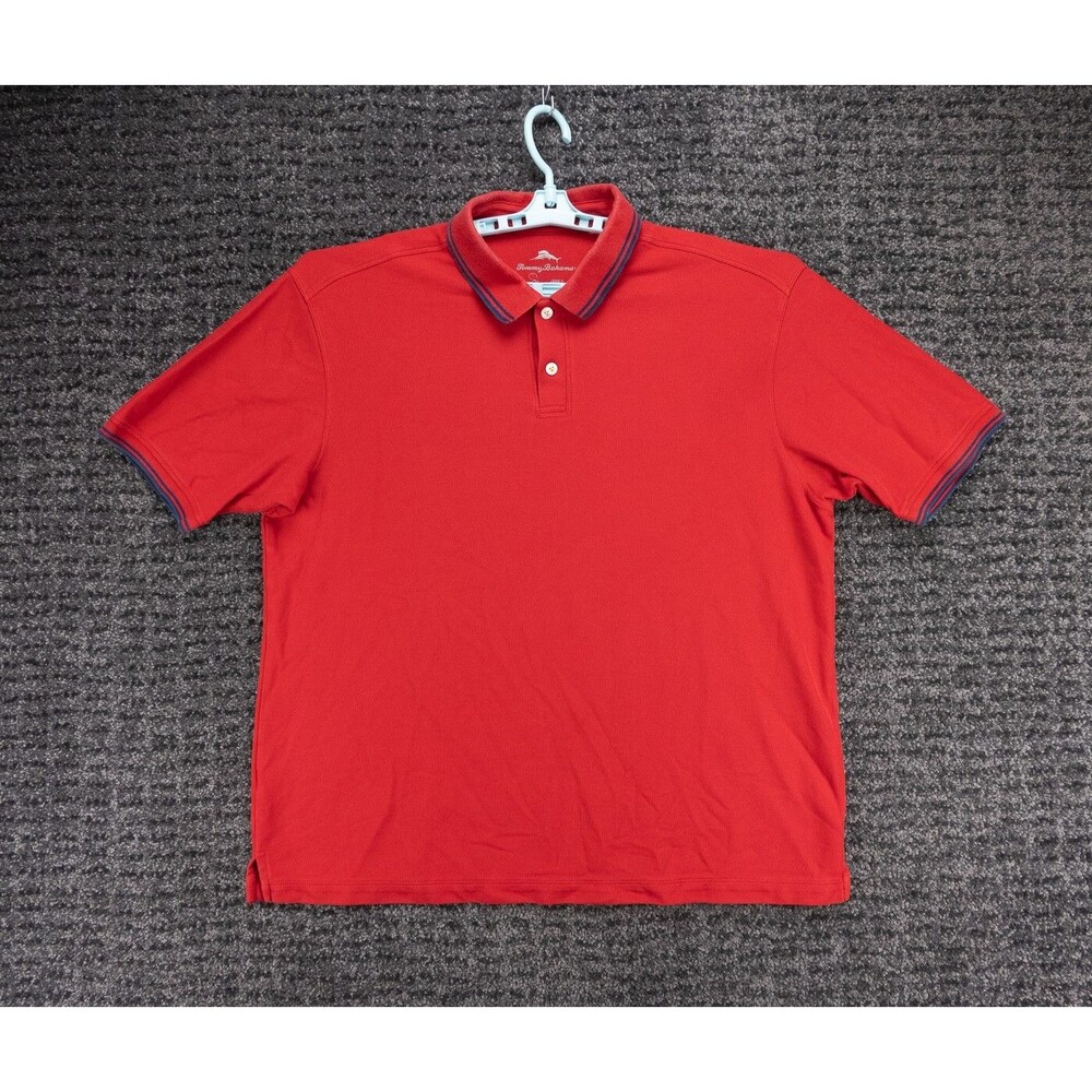 Tommy Bahama Shirt Mens XL Red Supima Cotton Blend Pique Polo Casual Preppy Golf